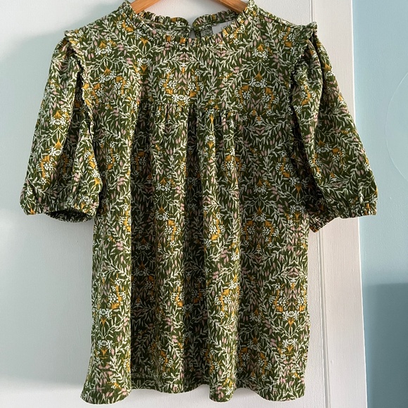 Loft Outlet Ruffled Floral Short Sleeve Top, L - Picture 1 of 7